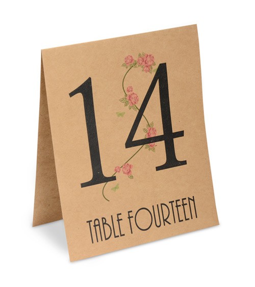 Tischnummern "Country Garden" 1 bis 15 - Kraftpapier