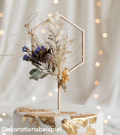 Cake Topper aus Holz "Hexagon" - 24 cm