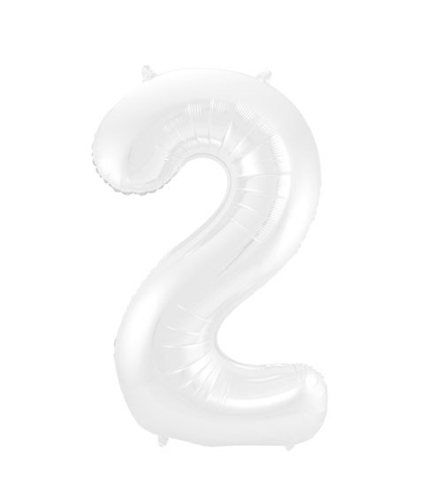 Zahl-Folienballon "2" - matt weiß - 86 cm