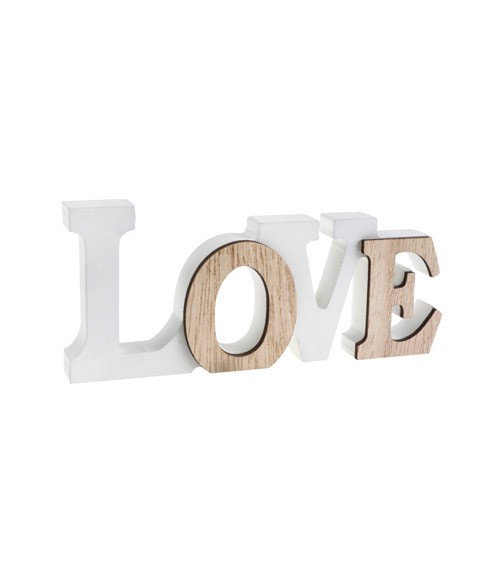 Schriftzug aus Holz "Love" - weiß, natur - 14 x 6 cm