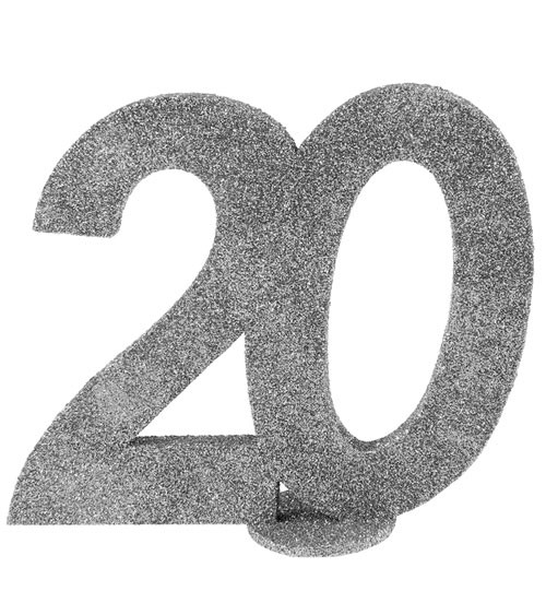 Tischaufsteller "20" - silber - 11 x 10 cm