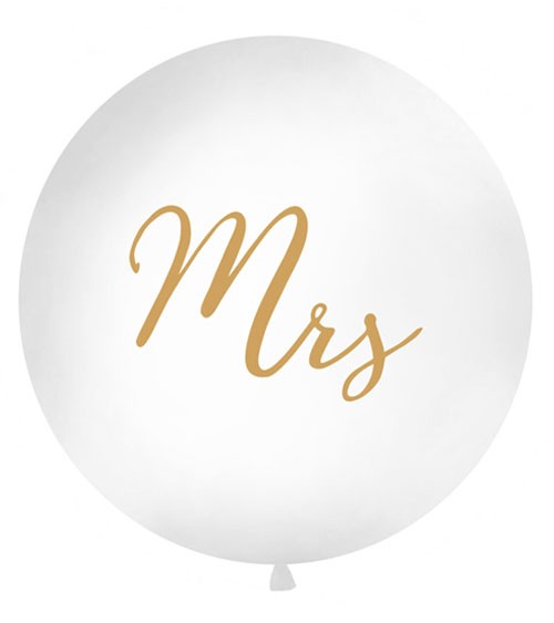 Riesenballon "Mrs" - weiß/gold - 1 m