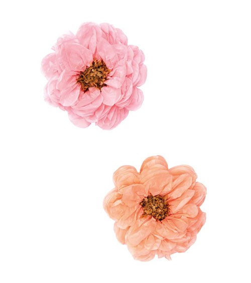 Blumen aus Seidenpapier - rosa, apricot - 25 cm - 2 Stück