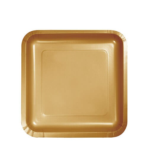 Kleine eckige Pappteller - shimmering gold - 18 Stück