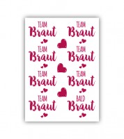 Team Braut-Tattoos „Herz an Herz“ - pink - für 15 Personen
