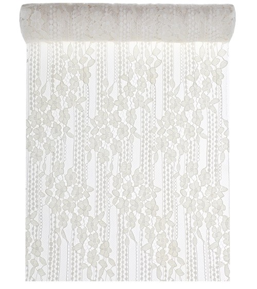 Spitzen-Tischläufer - ivory - 28 cm x 2,5 m