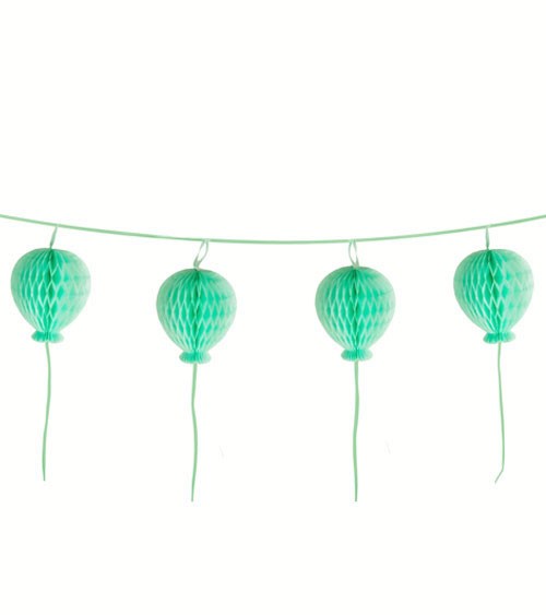 Wabenballgirlande "Ballons" - mint - 1,8 m