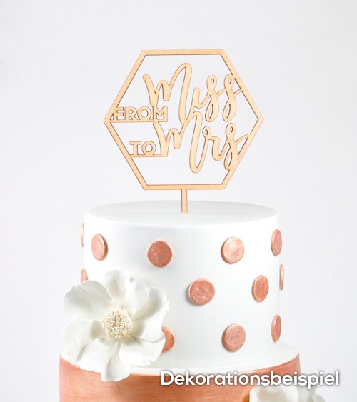 Cake-Topper "From Miss to Mrs" aus Holz