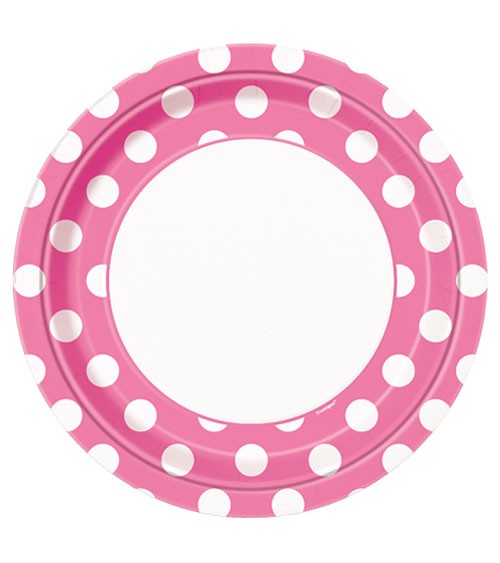 Pappteller "Big Dots" - pink - 8 Stück