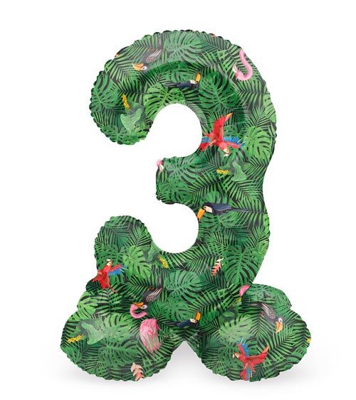 Stehender Folienballon Zahl "3" - Jungle Vibe - 72 cm