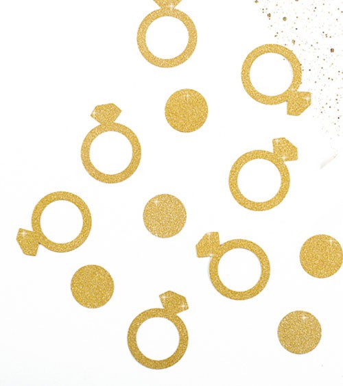 Streuteile aus Papier "Diamantringe" - glitter gold - 5 cm