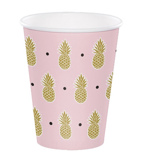 Pappbecher "Goldene Ananas" - 8 Stück