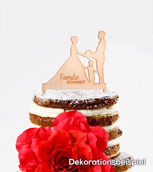 Dein Cake-Topper "Hochzeit - Familie" aus Holz - Wunschtext