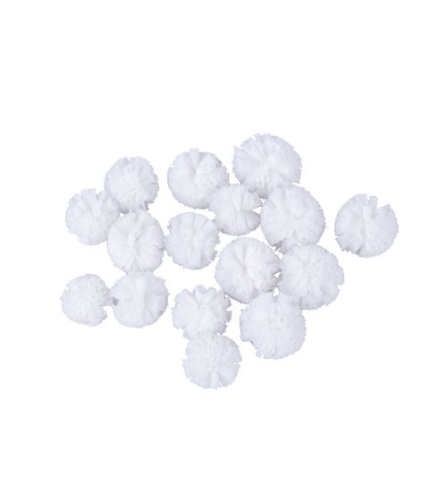 Soft-Tüll-Pompons - weiß - 2,5 und 3 cm - 16 Stück