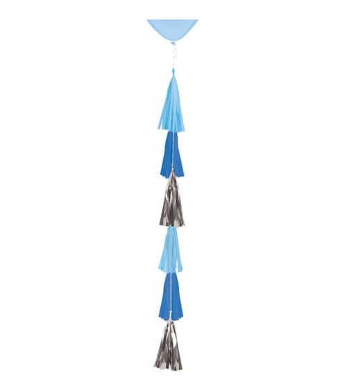 DIY Ballon-Tassel - hellblau, blau, silber - 70 cm - 6-teilig