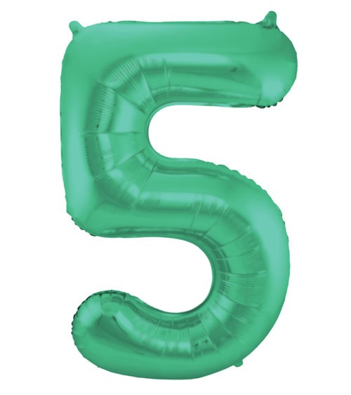 Zahl-Folienballon "5" - matt grün - 86 cm