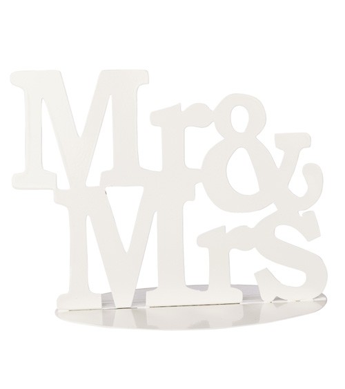 Mr & Mrs Deko aus Metall - weiß - 15 x 12 cm