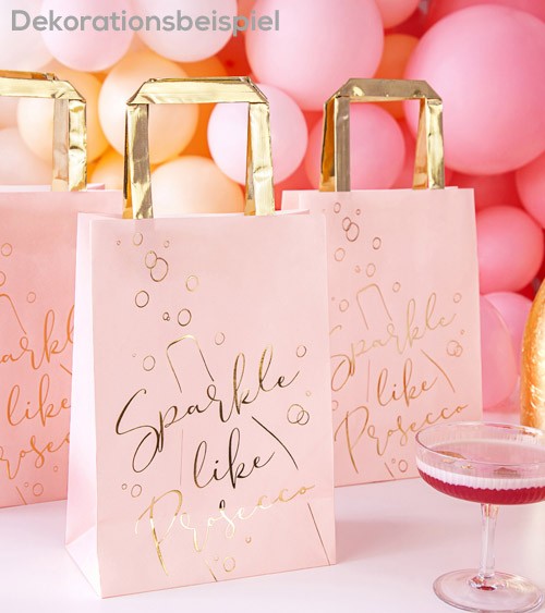 Papiertüten mit Henkel "Sparkle like Prosecco" - 6 Stück