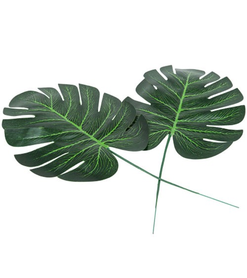 Künstliche Tropenblätter mit Stiel - grün - 15 x 18 cm - 4 Stück