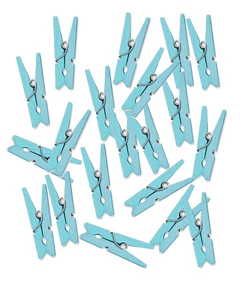 Mini-Wäscheklammern aus Holz - skyblue - 20 Stück