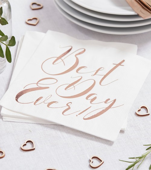 Servietten "Best Day Ever" - rosegold - 20 Stück