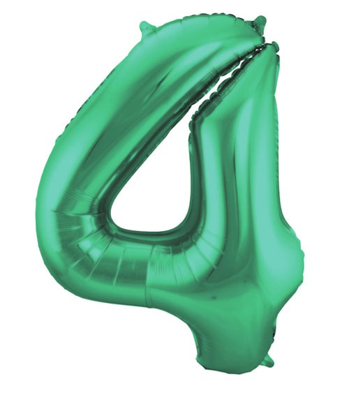 Zahl-Folienballon "4" - matt grün - 86 cm