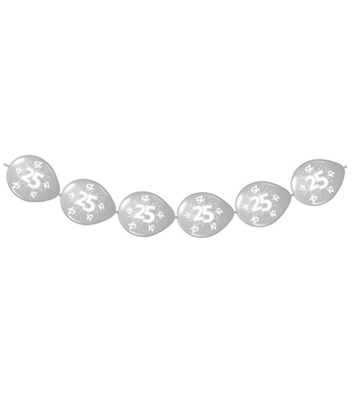Kettenballons "25" - silber - 8 Stück