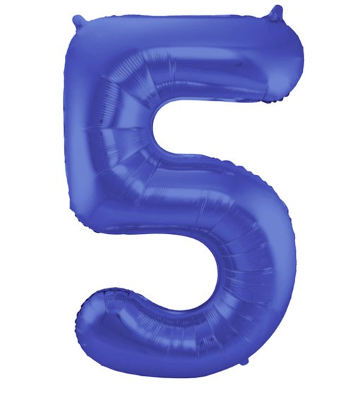 Zahl-Folienballon "5" - matt blau - 86 cm
