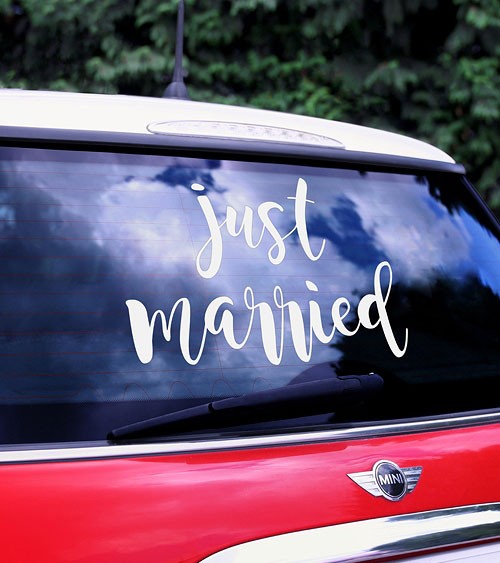 Sticker für das Hochzeitsauto "Just Married"