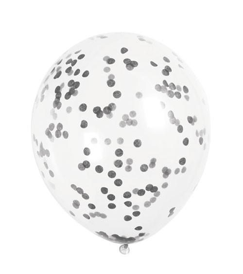 Konfetti-Ballons - schwarz - 30 cm - 6 Stück