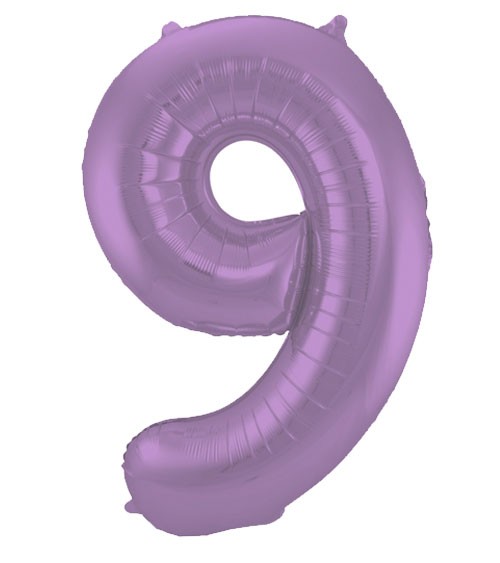 Zahl-Folienballon "9" - matt lila - 86 cm