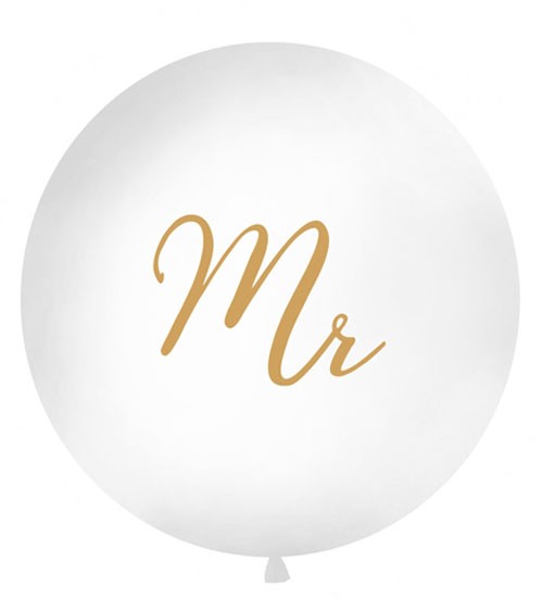 Riesenballon "Mr" - weiß/gold - 1 m