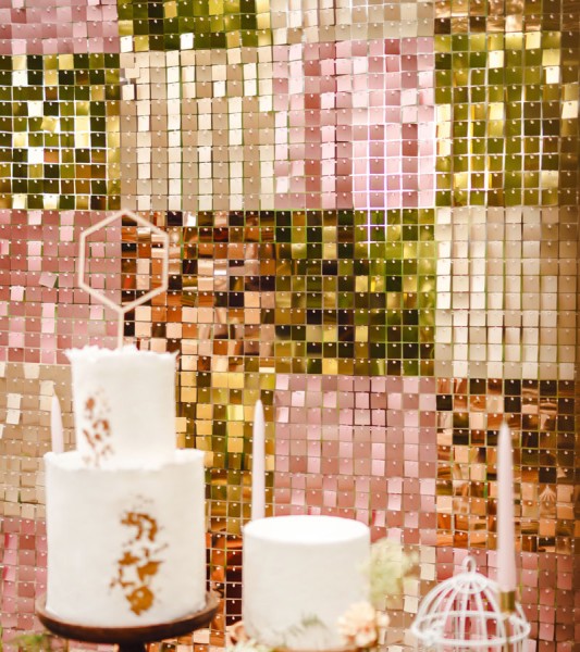 Pailletten-Wandpaneel - rosegold - 30 x 30 cm