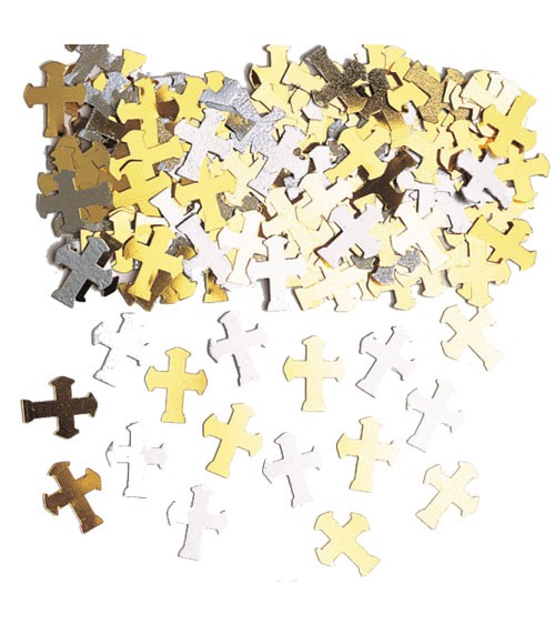 Metallic-Konfetti "Kreuze" - gold/silber - 14 g
