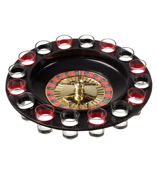 Roulette-Spiel mit Shot-Gläsern