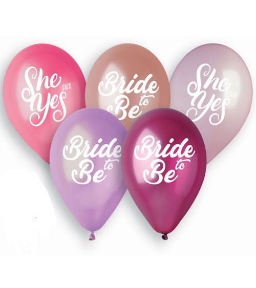 Luftballon-Set "Bride to Be & She said Yes" - 5-teilig