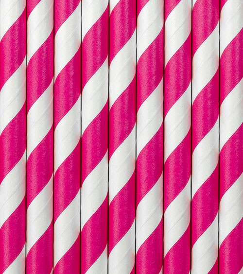 Papierstrohhalme gestreift - pink - 10 Stück
