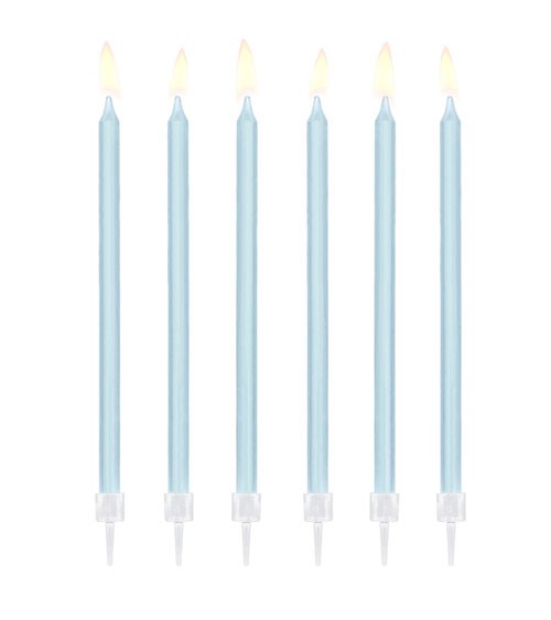 Lange Kuchenkerzen - pastellblau - 14 cm - 12 Stück