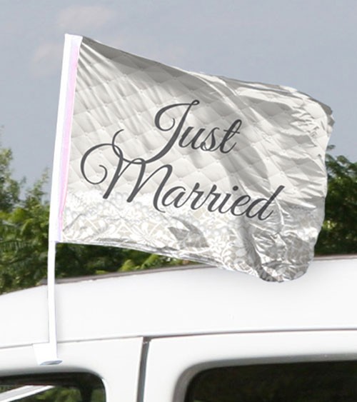 Hochzeits-Autofahnen "Just Married" - 2 Stück