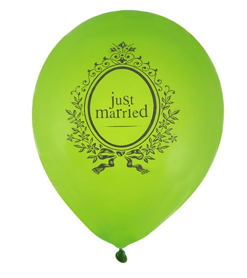 Luftballons "Just Married" - grün - 8 Stück