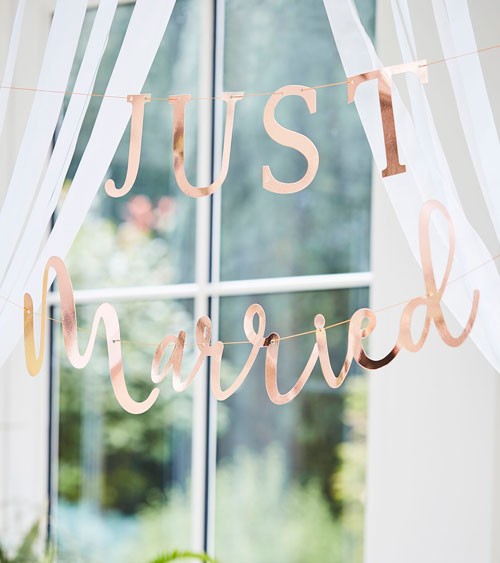 Schriftzuggirlande "Just Married - rosegold - 2-teilig