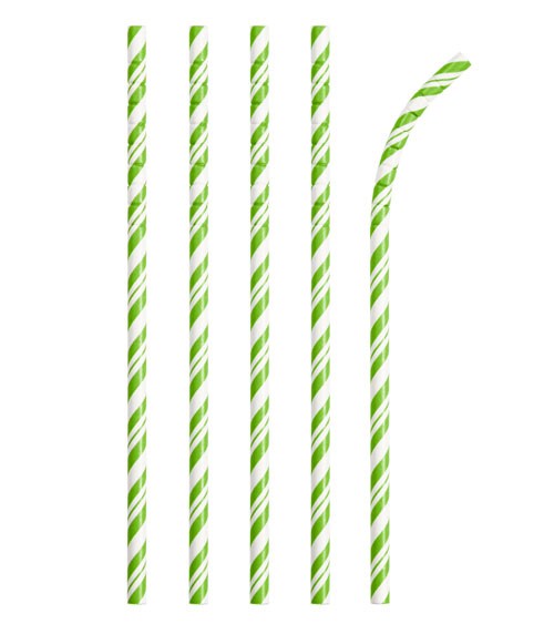 Flexible Papierstrohhalme mit Streifen - fresh lime - 24 Stück