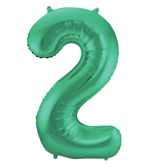Zahl-Folienballon "2" - matt grün - 86 cm