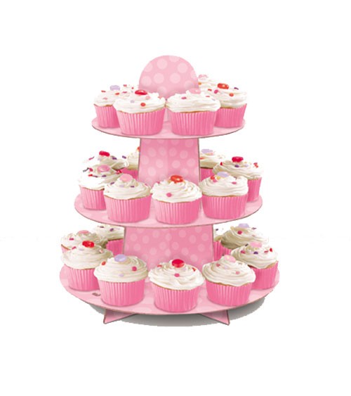 Cupcake-Ständer mit Punkten - rosa